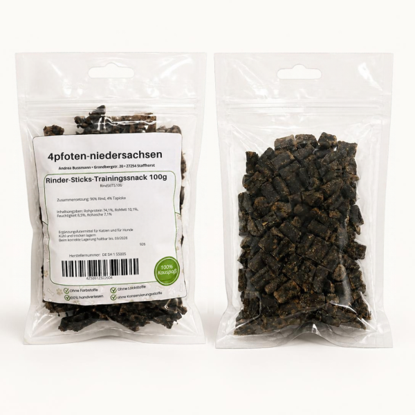 Hunde-Snacks_Rinder-Sticks_Trainingssnack Kleine Rinder-Sticks in Würfelgröße für das Hundetraining